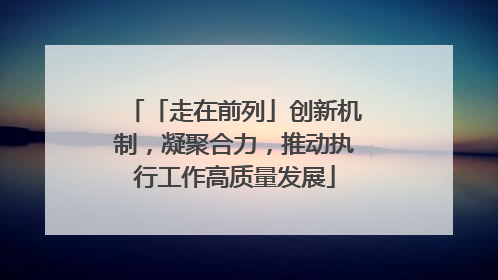 「走在前列」创新机制，凝聚合力，推动执行工作高质量发展