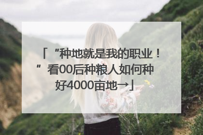 “种地就是我的职业！”看00后种粮人如何种好4000亩地→
