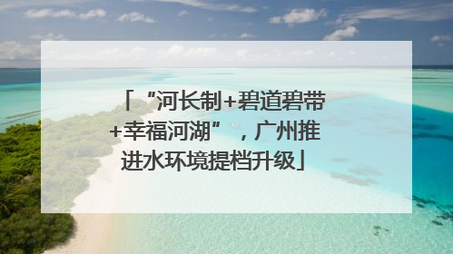 “河长制+碧道碧带+幸福河湖”，广州推进水环境提档升级