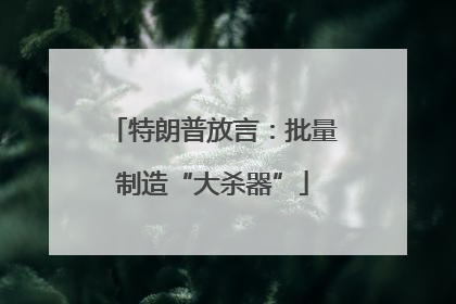 特朗普放言：批量制造“大杀器”