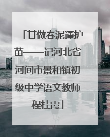 甘做春泥谨护苗——记河北省河间市景和镇初级中学语文教师程桂霞