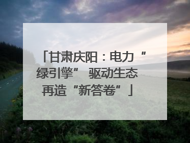 甘肃庆阳：电力“绿引擎” 驱动生态再造“新答卷”