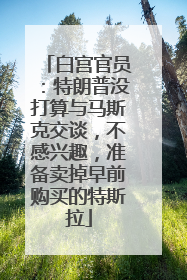 白宫官员：特朗普没打算与马斯克交谈，不感兴趣，准备卖掉早前购买的特斯拉