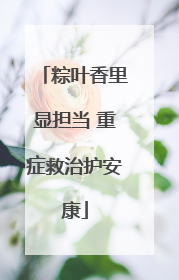 粽叶香里显担当 重症救治护安康