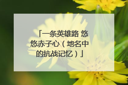 一条英雄路 悠悠赤子心（地名中的抗战记忆）