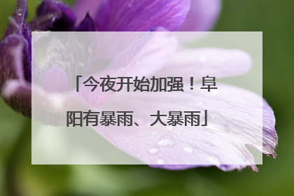 今夜开始加强！阜阳有暴雨、大暴雨