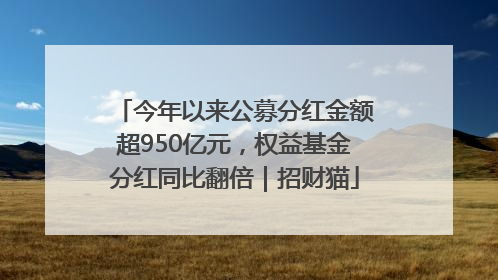 今年以来公募分红金额超950亿元，权益基金分红同比翻倍｜招财猫