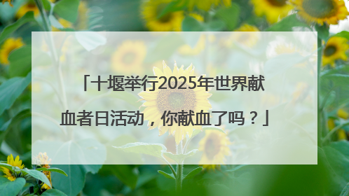 十堰举行2025年世界献血者日活动，你献血了吗？