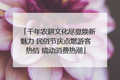 千年农耕文化尽显焕新魅力 民俗节庆点燃游客热情 撬动消费热潮