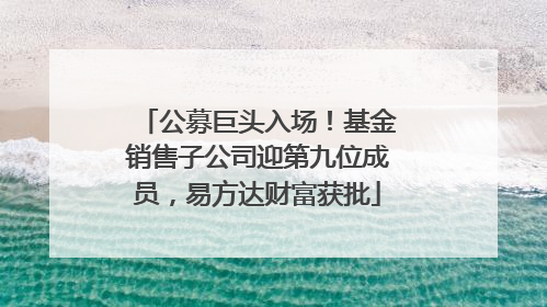 公募巨头入场！基金销售子公司迎第九位成员，易方达财富获批