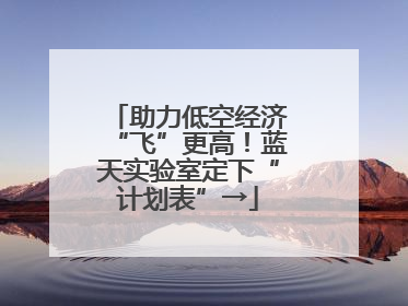助力低空经济“飞”更高！蓝天实验室定下“计划表”→