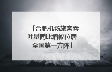 合肥机场旅客吞吐量同比增幅位居全国第一方阵
