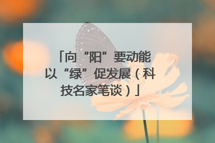 向“阳”要动能 以“绿”促发展（科技名家笔谈）