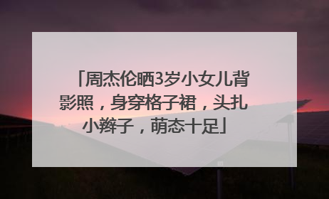 周杰伦晒3岁小女儿背影照，身穿格子裙，头扎小辫子，萌态十足