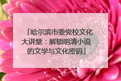 哈尔滨市委党校文化大讲堂：解锁明清小说的文学与文化密码