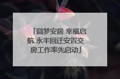 圆梦安居 幸福启航 永丰回迁安置交房工作率先启动