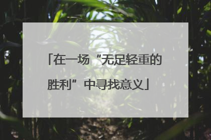 在一场“无足轻重的胜利”中寻找意义