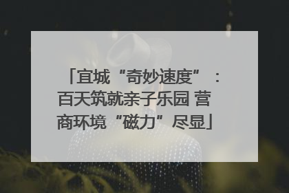 宜城“奇妙速度”：百天筑就亲子乐园 营商环境“磁力”尽显