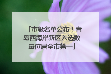 市级名单公布！青岛西海岸新区入选数量位居全市第一