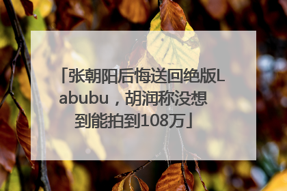 张朝阳后悔送回绝版Labubu，胡润称没想到能拍到108万