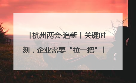 杭州两会·追新丨关键时刻，企业需要“拉一把”