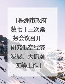 株洲市政府第七十三次常务会议召开 研究低空经济发展、大抓落实等工作