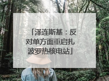 泽连斯基：反对单方面重启扎波罗热核电站