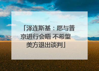 泽连斯基：愿与普京进行会晤 不希望美方退出谈判