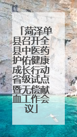 菏泽单县召开全县中医药护佑健康成长行动省级试点暨无偿献血工作会议