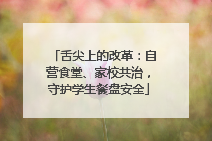 舌尖上的改革：自营食堂、家校共治，守护学生餐盘安全