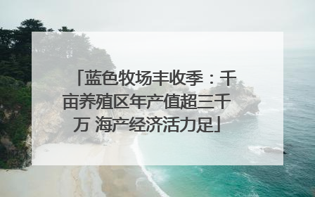 蓝色牧场丰收季：千亩养殖区年产值超三千万 海产经济活力足