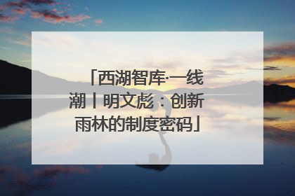 西湖智库·一线潮丨明文彪：创新雨林的制度密码