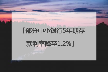 部分中小银行5年期存款利率降至1.2%