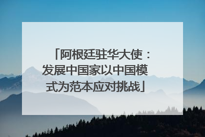 阿根廷驻华大使：发展中国家以中国模式为范本应对挑战
