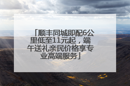 顺丰同城即配6公里低至11元起，端午送礼亲民价格享专业高端服务
