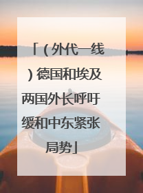 （外代一线）德国和埃及两国外长呼吁缓和中东紧张局势