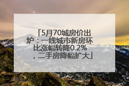 5月70城房价出炉：一线城市新房环比涨幅转降0.2%，二手房降幅扩大